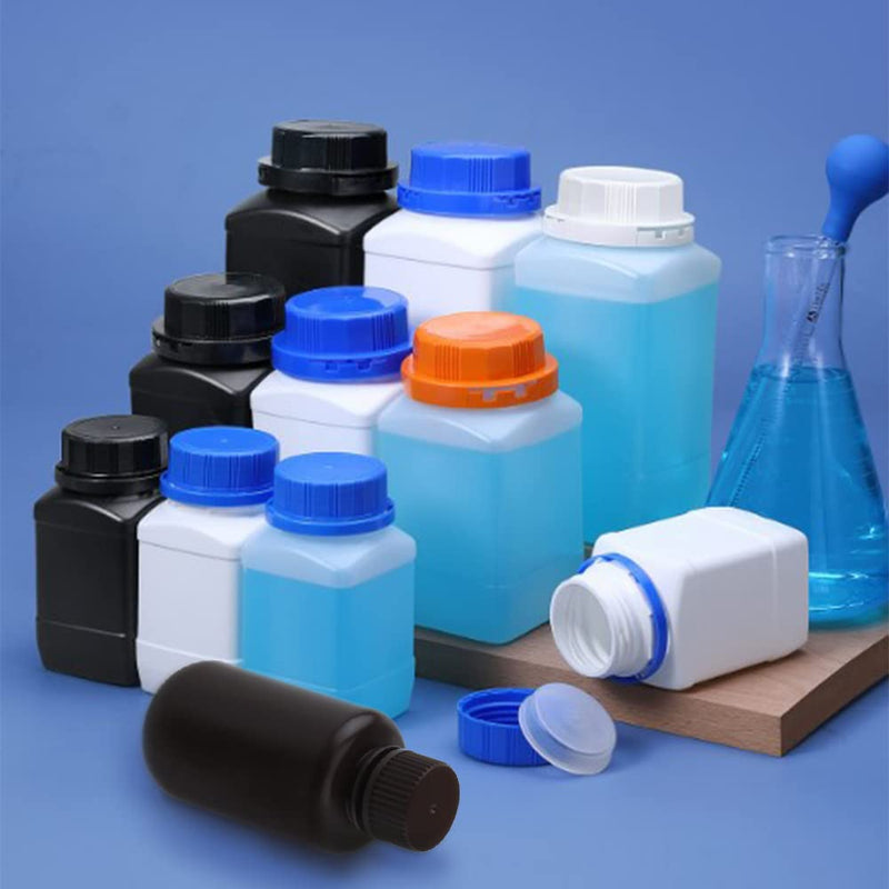  [AUSTRALIA] - Othmro 5pcs Plastic Lab Chemical Reagent Bottles, 1000ml/34oz Wide Mouth Liquid/Solid Square Sample Storage Container Sealing Bottles with Anti-theft Cap Black 5pcs 1000ml【black】