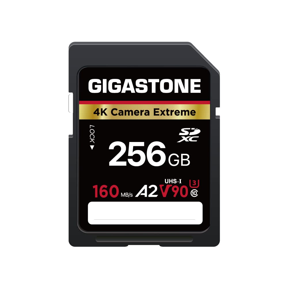  [AUSTRALIA] - Gigastone 256GB SD Card, Camera Extreme, A2 V90 U3 SDXC Memory Card High Speed UHD Video Compatible with Canon Nikon Sony Panasonic Digital Camera, with 1 Mini case SD Camera Extreme 256GB 256GB 1-Pack