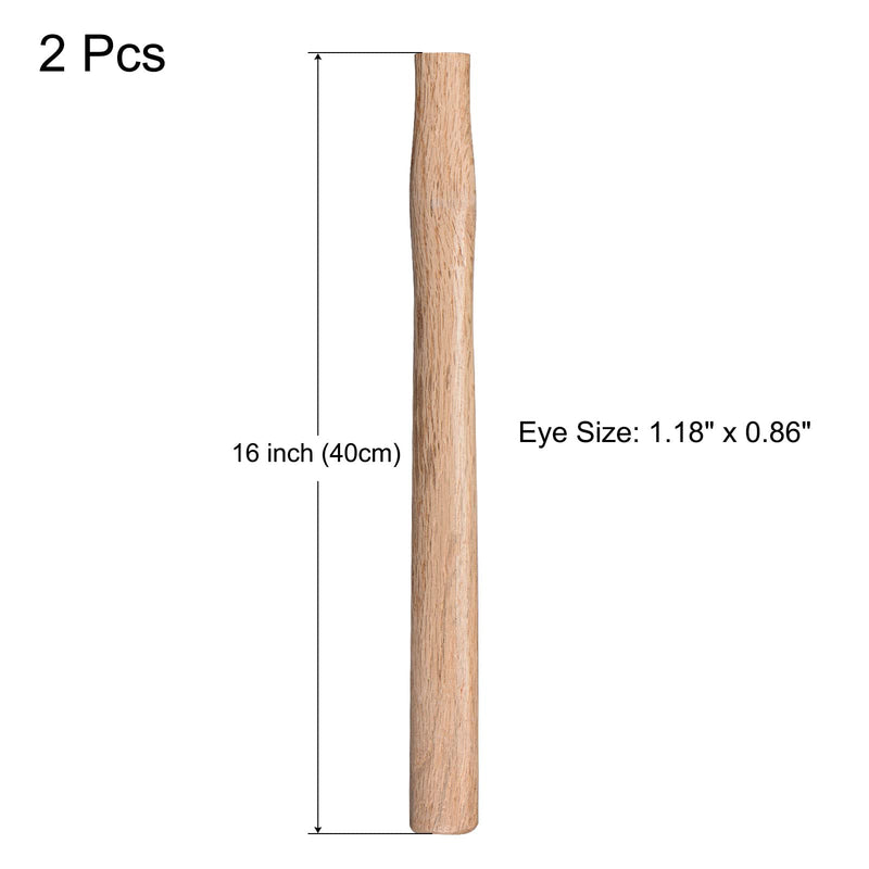  [AUSTRALIA] - uxcell 16 Inch Hammer Wooden Handle Wood Handle Replacement for 2 to 4 Lb Hammer Oval Eye 2 Pack