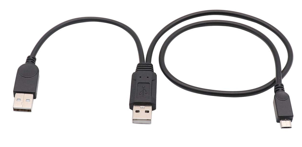  [AUSTRALIA] - zdyCGTime USB 2.0 A Dual Power Micro Cable, USB 2.0 A Male to USB 2.0 A +Micro USB Male Y Adapter Charging Cable for Samsung, HTC, Tablet and More Extension Cable (1.7 ft)
