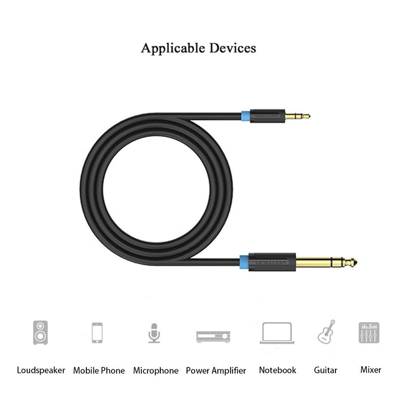 VENTION 5FT 24K 15U Gold Plated 3.5mm 1/8" Male to 6.35mm 1/4" Male TRS Stereo Audio Cable with PVC Infection Molding Shell Design for iPhone, iPod, Laptop,Power Amplifier,Microphone and Guitar ¡­ - LeoForward Australia