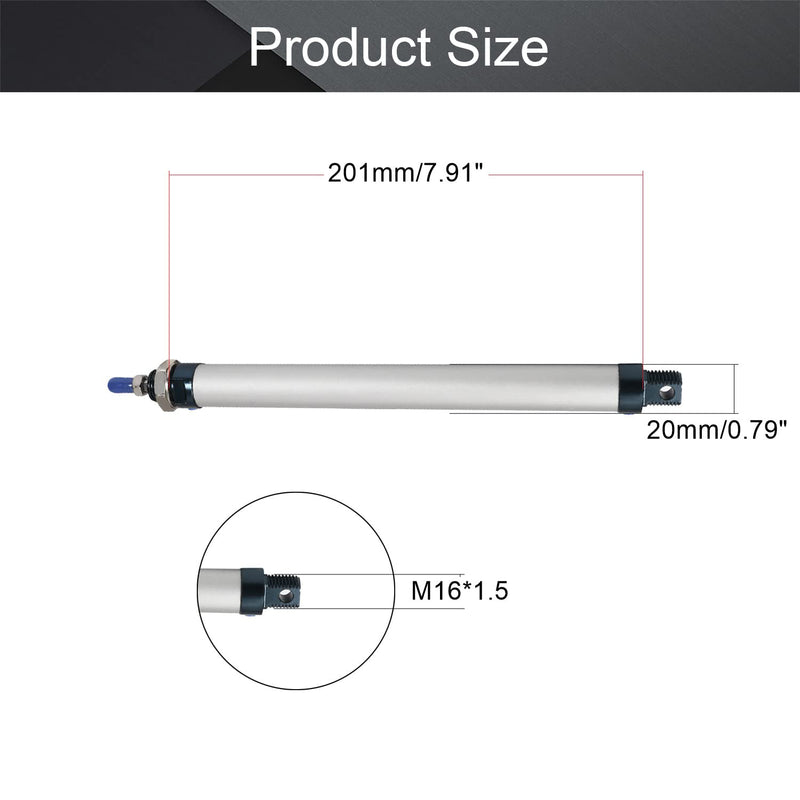  [AUSTRALIA] - Othmro 1Pcs Air Cylinder MAL16 x 150 (16mm/0.63" Bore 150mm/5.9" Stroke Double Action Air Cylinder, M5 Single Rod Double Acting Aluminium Alloy Penumatic Quick Fitting Mini Air Cylinder Silver