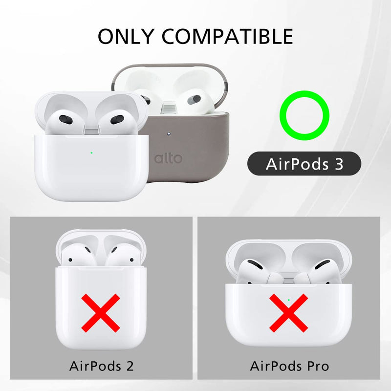  [AUSTRALIA] - Alto Protective Leather Case Cover for Airpods 3 Charging Case, Italian Aniline Leather Accessories for Apple AirPods 3 Men Women, Supports Wireless Charging Front LED Visible (Cement Gray) Cement Gray