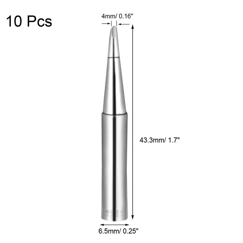  [AUSTRALIA] - uxcell Soldering Iron Tips 4mm x 6.5mm Flat Edge Replacement for Solder Station Tip 900M-T-1.6D Silver 10pcs