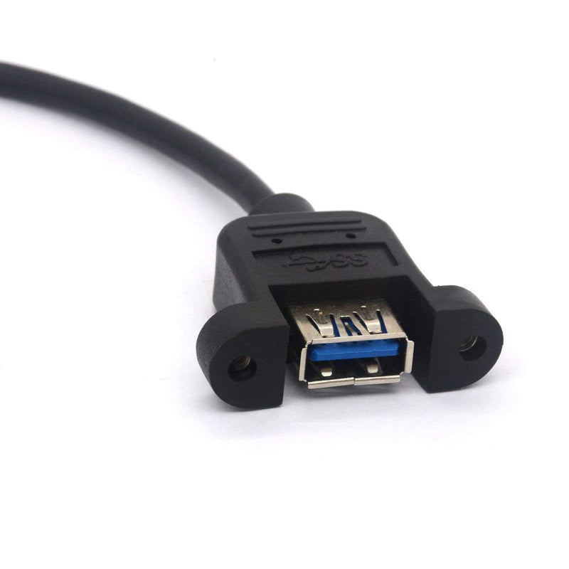  [AUSTRALIA] - Right Angled USB 3.0 Panel Mount Cable USB3.0 Male to Female with M3 Screw Panel Mount Extension Cord for Industrial Computer PC 30CM (Right) Right