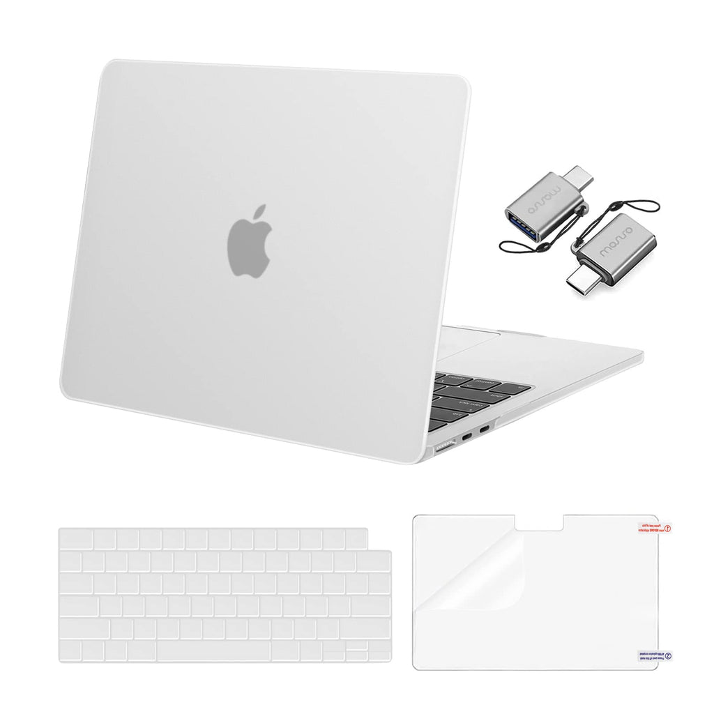  [AUSTRALIA] - MOSISO Compatible with MacBook Air 13.6 inch Case 2022 Release A2681 M2 Chip with Liquid Retina Display Touch ID, Plastic Hard Case&Keyboard Skin&Screen Protector&Type C Adapter 2 Pack, Frost