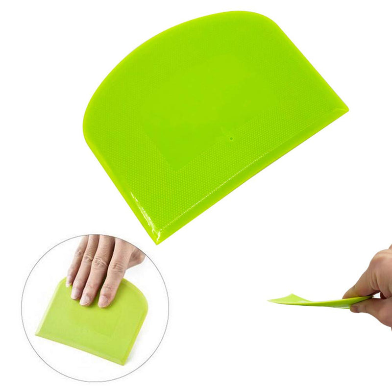  [AUSTRALIA] - lasenersm 2 Pieces Dough Scraper Bowl Scraper Food-safe Plastic Dough Cutter Flexible Plastic Scraper Bench Scraper Multipurpose Food Scrappers for Bread Dough Cake Fondant Icing, White, Green