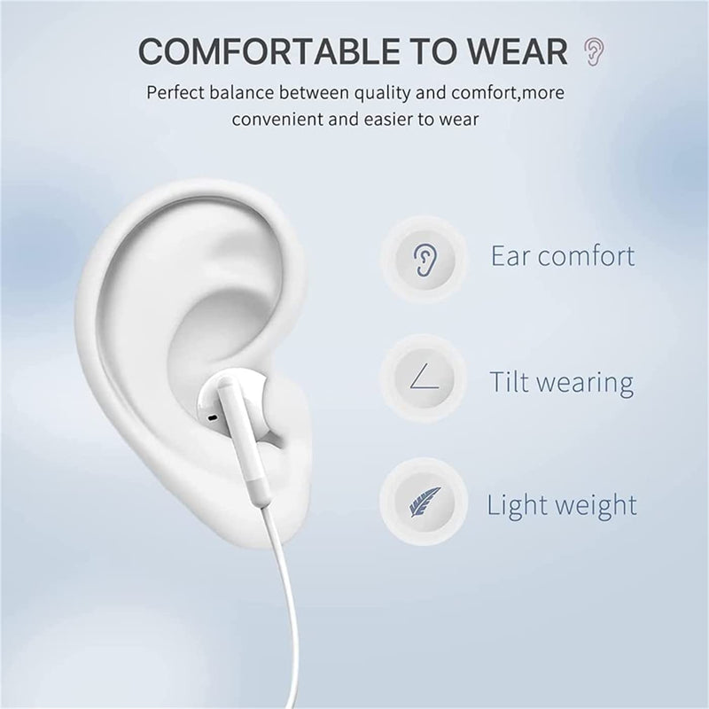  [AUSTRALIA] - 2 Pack-Apple Headphones Wired Earbuds with Lightning Connector Earphones with Built-in Microphone & Volume Control [Apple MFi Certified] Compatible with iPhone 13/12/11/XR/XS/X/8/7/SE 2Packs, White
