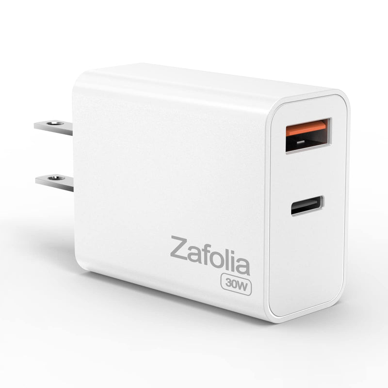  [AUSTRALIA] - 30w USB-C Power Adapter, Zafolia iPhone 14 Fast Charger Block, Google Pixel 6/6 Pro Charger, Upgraded Certified Dual Ports PD 3.0 Charging Plug for iPhone 13 Pro Max/iPad Pro/Samsung Galaxy S21 S22