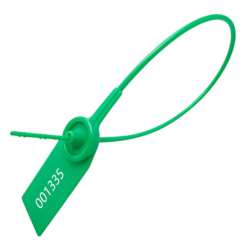  [AUSTRALIA] - Plastic Numbered Security Seal Pull Tight Padlock Safety Tag Tamper Proof Tie Disposable Self-Locking Seals 11” Length,100pcs (Green) Green