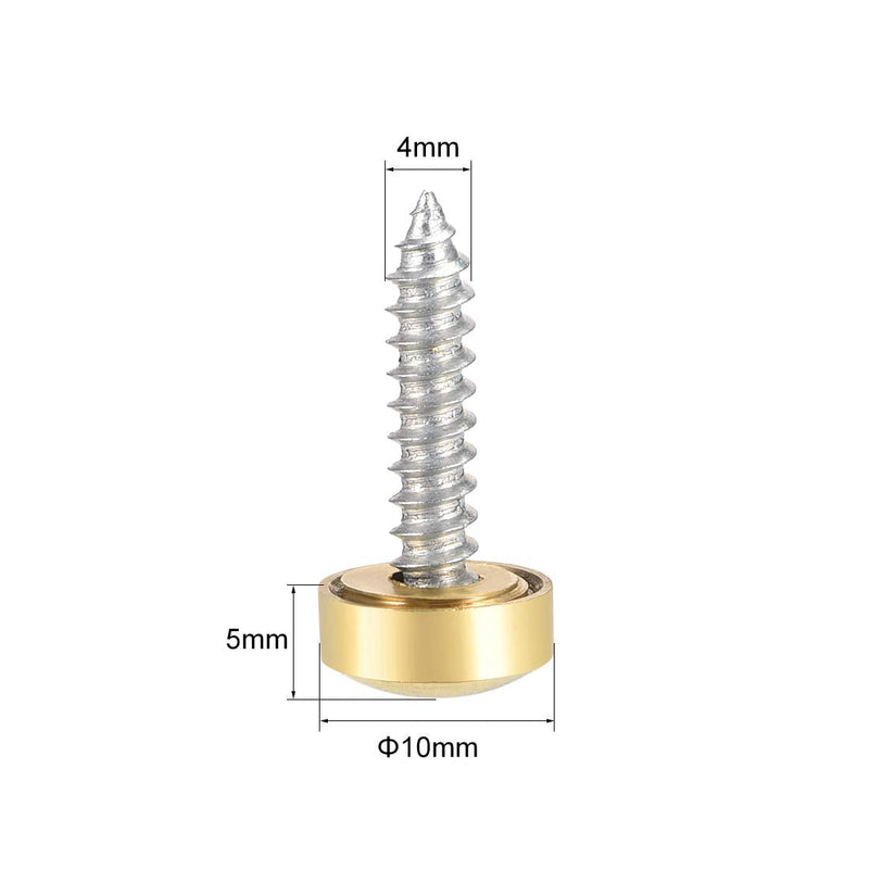  [AUSTRALIA] - uxcell Mirror Screws Decorative Caps Cover Nails Polished Gold 10mm 8pcs