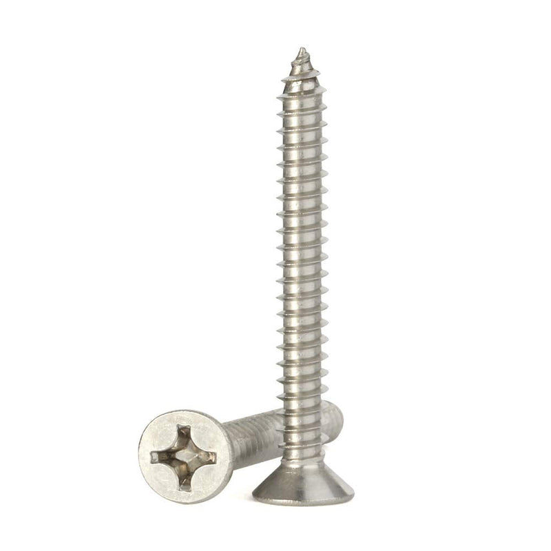  [AUSTRALIA] - 100PCS #8 x 2" (3/8" to 2" Available) Flat Head Sheet Metal Screws Phillips Drive Wood Screws, 304 Stainless Steel 18-8, Self Tapping #8×2" (100 pcs)
