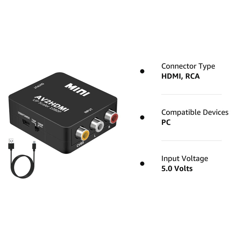  [AUSTRALIA] - DIGITNOW! RCA to HDMI, AV to HDMI Converter, DIGITNOW 1080P Mini RCA Composite CVBS AV to HDMI Video Audio Converter Adapter Supporting PAL/NTSC for PC/ Laptop /Xbox /PS4 /TV /STB /VHS /VCR /Blue-Ray