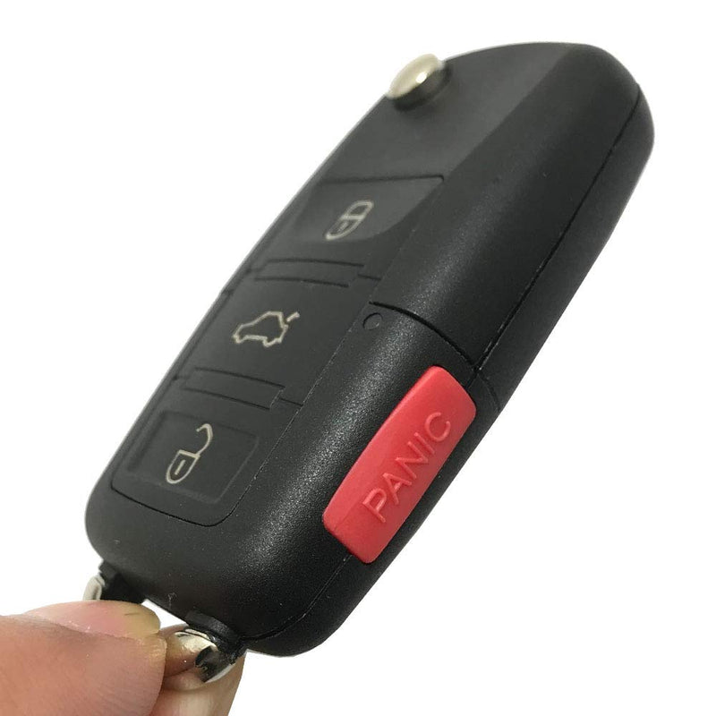 Horande 4 Buttons Replacement Flip Remote Entry Key Fob Case Shell Fits for VW Volkswagen Jetta Passat Golf Beetle Rabbit GTI CC EOS Key No Chips - LeoForward Australia