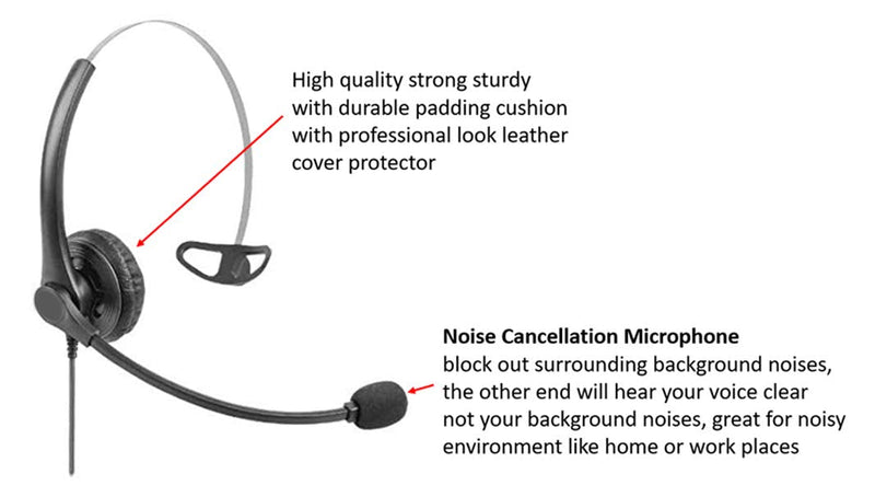  [AUSTRALIA] - USB Plug Hands-Free Call Center Noise Cancelling Corded Monaural Headset Headphone with Mic Mircrophone for Both Office PC VOIP Softphone and Telephone with USB Plug for Headset