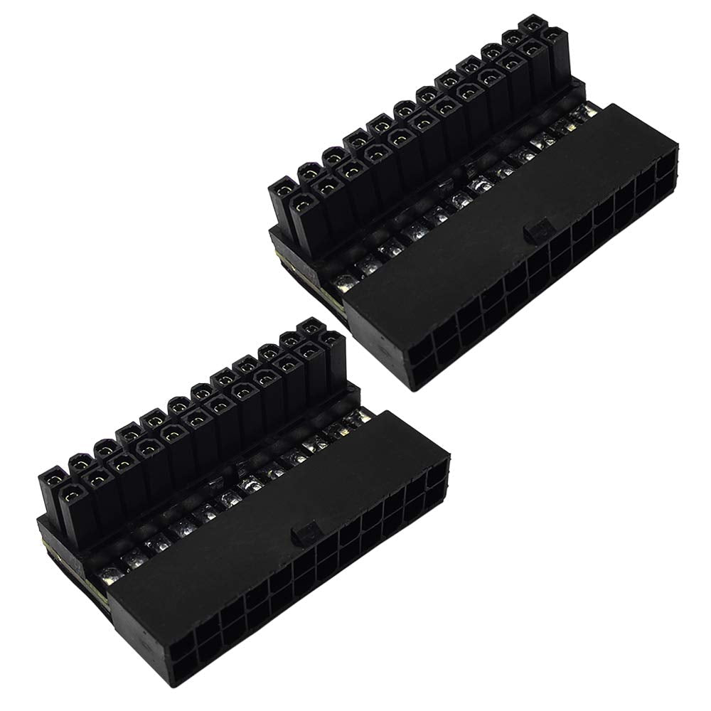  [AUSTRALIA] - (2-Pack) COMeap ATX 24 Pin Male to Female L Turn 90 Degree Right Angle Power Adapter Board for Desktop Motherboard PC Power Supply