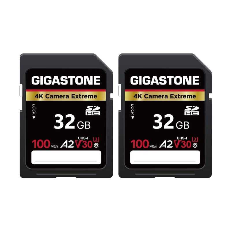  [AUSTRALIA] - Gigastone 32GB SD Card, 4K Camera Extreme, A2 V30 SDHC Memory Card High Speed 4K Full HD Video Compatible with Canon Nikon Sony Pentax Kodak Olympus Panasonic Digital Camera, with 1 Mini case SD Camera Extreme 32GB 32GB 2-Pack