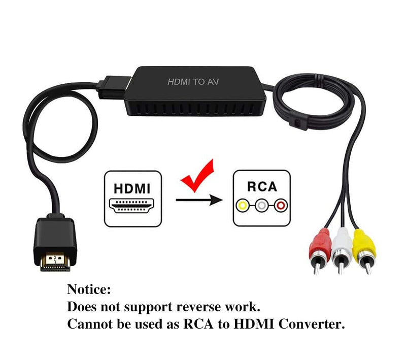  [AUSTRALIA] - HDMI to RCA Converter HDMI to AV Adapter Compatible for Apple TV, Xiaomi Mi Box, Android TV Box, Roku, Fire Stick, DVD, Blu-ray Player ect. Supports PAL/NTSC HDMI to RCA converter