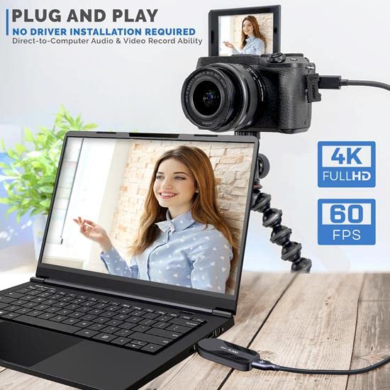  [AUSTRALIA] - HDMI Video Capture Card Camera Link 4K USB3.1 GEN1 HDMI-to-USB Audio-Video Recording via DSLR Camcorder Action Cam, Record Directly to Computer for Gaming Streaming, Conference Live Broadcast PLINK2.5