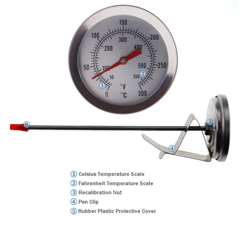  [AUSTRALIA] - Oil Thermometer for Deep Frying - 150 mm Stainless Steel Deep Fry Thermometer Complete with Pan Clip