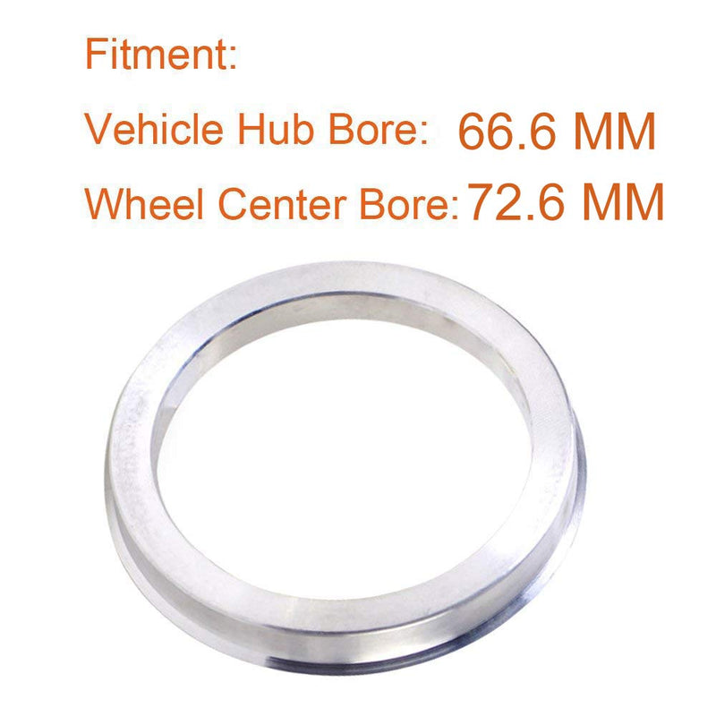 ZHTEAPR 66.6 to 72.6 Wheel Hub Centric Rings (Set of 4) - OD=72.6mm ID=66.6mm - Aluminium Alloy Wheel Hubrings for Most Mercedes-Benz A B C CLK CLS E Class - LeoForward Australia