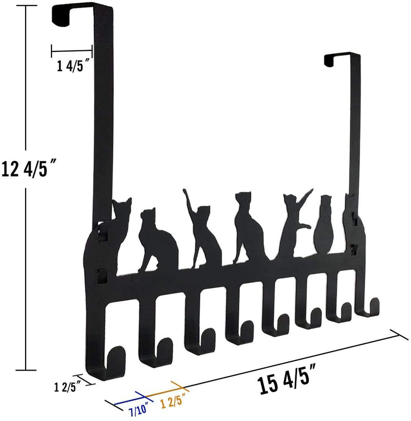 Wintek Over the Door Hook Hanger, Heavy Duty Organizer Rack for Towel, Hat,Hoodies,Coat , Cloth,Bag - 8 Hooks (Black) cat - LeoForward Australia