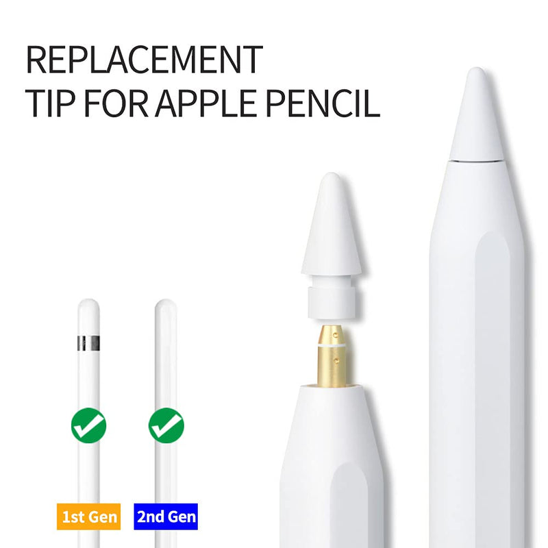  [AUSTRALIA] - Replacement Tips Compatible with Apple Pencil 2 Gen iPad Pro Pencil - iPencil Nib for iPad Pencil 1 st/Pencil 2 Gen White 4 Pack