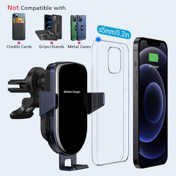  [AUSTRALIA] - Wireless Car Charger, Ennuts 15W Qi Fast Charging, Auto-Clamping Air Vent Car Phone Holder Mount Charger, Wireless Car Charger Mount for iPhone iPhone 14/13/13 Pro/12 pro/12/11/X/8, Samsung S22/S20+ Purple