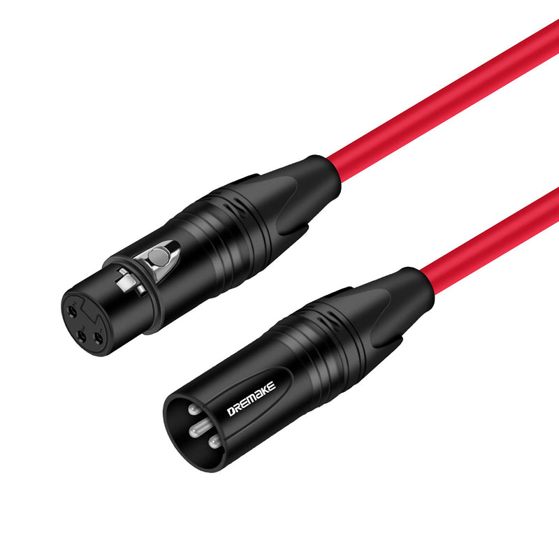  [AUSTRALIA] - DREMAKE XLR Instrument Microphone Audio Extension Cord 15FT Balanced 3 Pin XLR Male to XLR Female Mic Cable - Red 15FT/4.5M