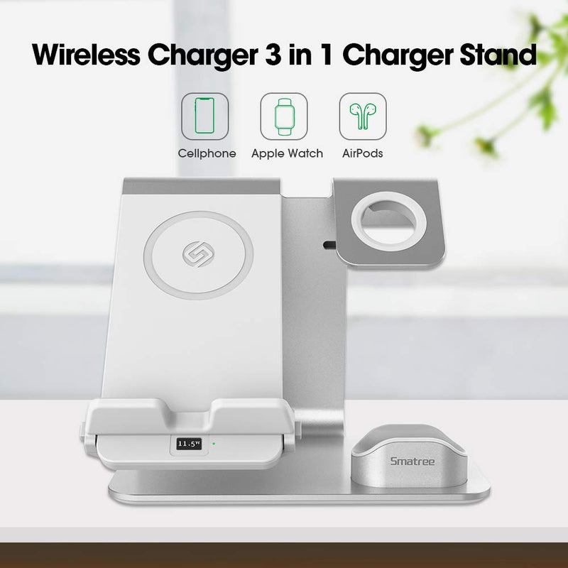  [AUSTRALIA] - Smatree iPhone 13/13Pro 12/12 Pro 3 in 1 Fast Wireless Charger, Innovative Charging Station with Adapter for iPhone 13/13Pro 12/12, AirPods Pro3/2 Apple Watch 7/SE/6/5/4