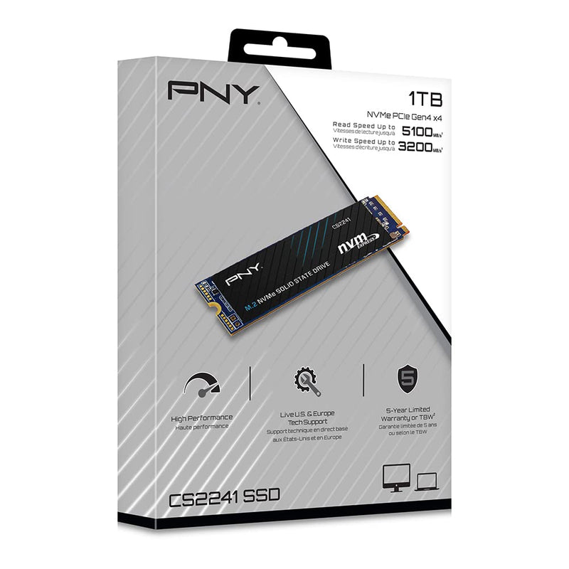  [AUSTRALIA] - PNY CS2241 1TB M.2 NVMe Gen4 x4 Internal Solid State Drive (SSD) - M280CS2241-1TB-RB