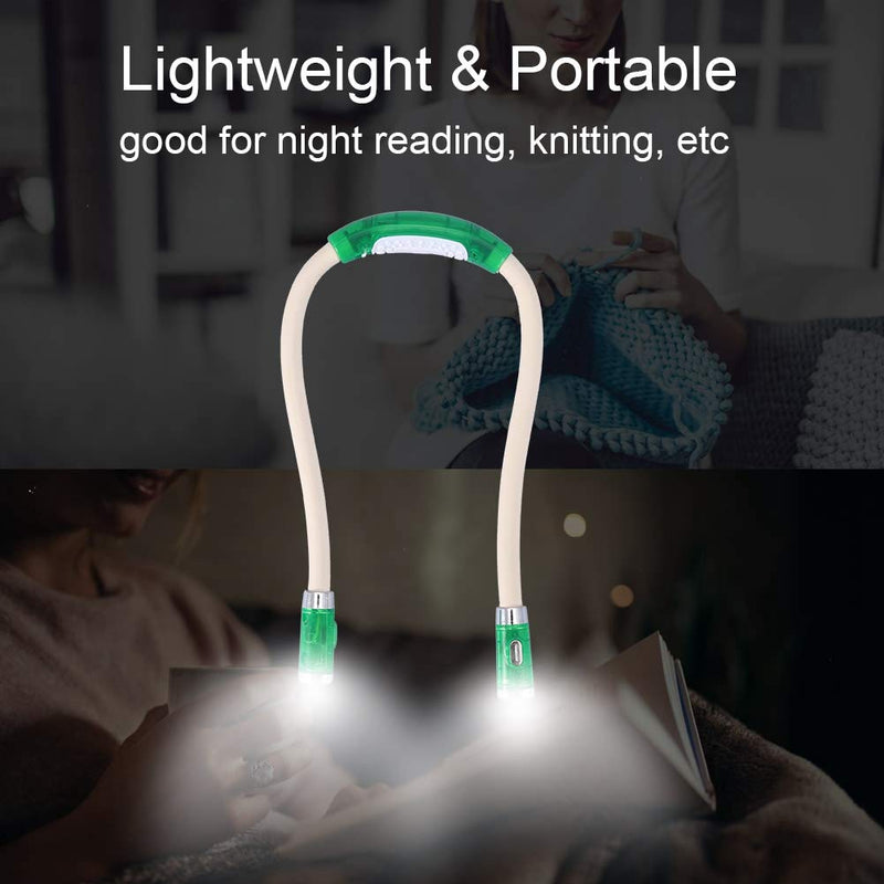  [AUSTRALIA] - Neck Book Light, Flexible Hanging LED Light Hands Free Adjustable Bendable Night Reading Knitting Lamp(Green)