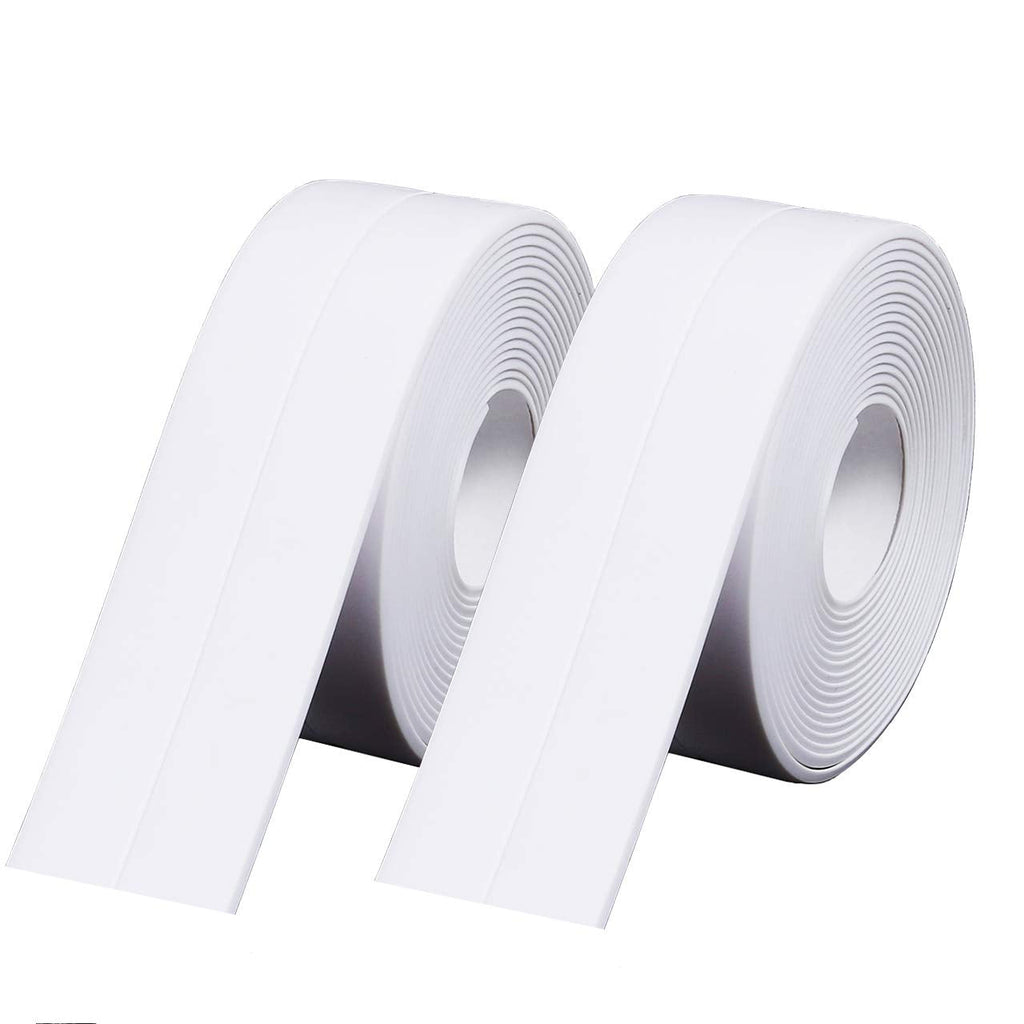  [AUSTRALIA] - 2Pcs Caulk Strip, 1.5" x 10.5Ft Self Adhesive Caulking Tape, PVC Adhesive Caulk Sealing Tape for Kitchen Bathtub Shower Toilet White