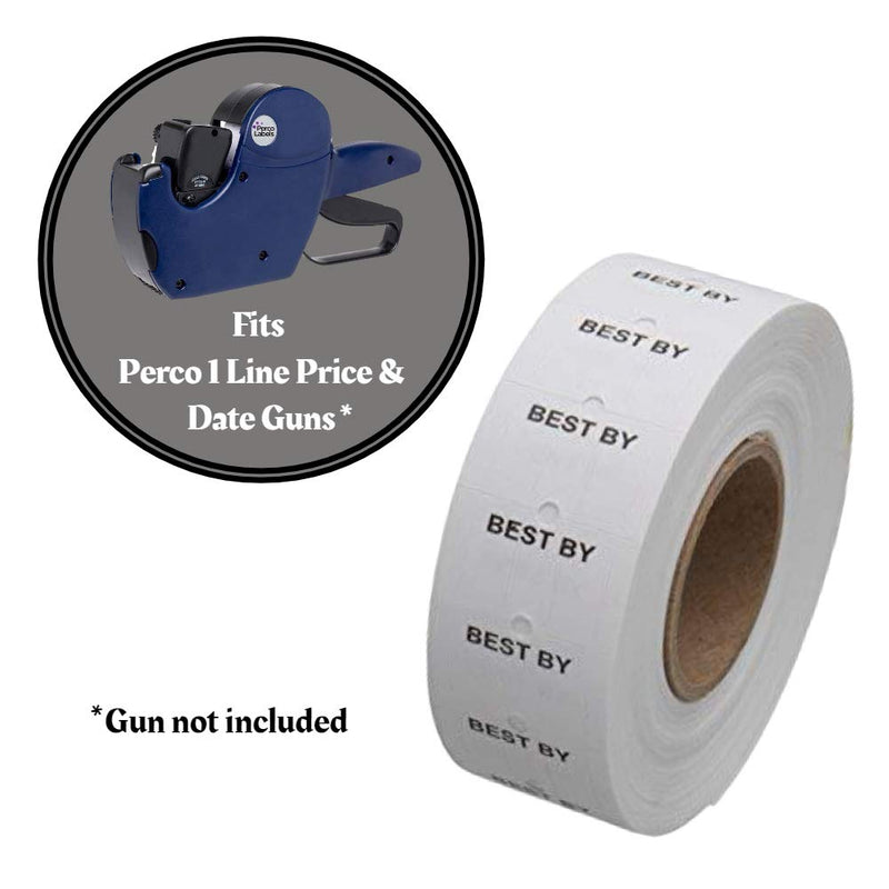 Perco Best by 1 Line Labels - 1 Sleeve, 8,000 Best by Labels for Perco 1 Line Date Guns 1- Sleeve White - LeoForward Australia