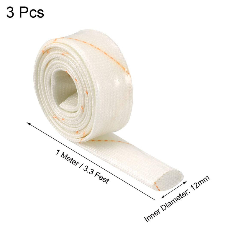  [AUSTRALIA] - uxcell Insulation Braided Sleeve, 3.3Ft-12mm Polyethylene Resin Fiberglass Sleeve 3Pcs