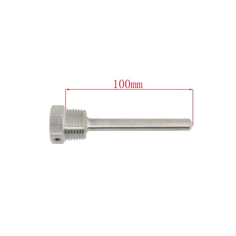  [AUSTRALIA] - 1/2" - 304 Stainless Steel Probe Immersion Screw On Probe with Locking Screw 30mm, 50mm, 100mm, 200mm, 300mm, 400mm, 500mm (100mm) 100mm