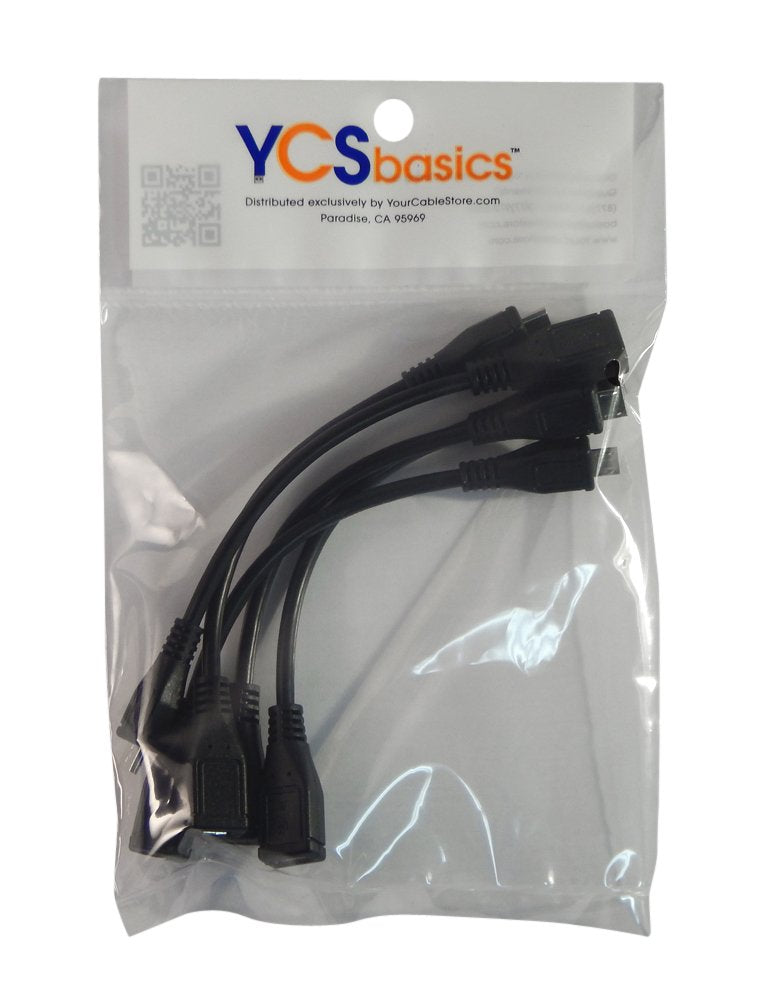 Five Pack Of YCS Basics Black 6 Inch Cellphone/Tablet USB Micro Male to Female Sync And Charging Extension Cables 0.5 Ft 5 Pack - LeoForward Australia