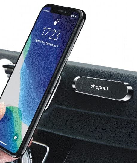 [AUSTRALIA] - SHOPNUT Car Phone Holder Mount, Magnetic Phone Car Mount, Super Strong Magnets | Dashboard 360° Flexible Rotation, Easily Install, Compatible with All iPhone Samsung and Smartphones, Silver