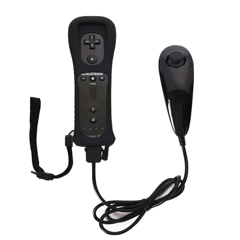  [AUSTRALIA] - Remote Controller for Wii,Yudeg Wii Remote and Nunchuck Controllers with Silicon Case for Wii and Wii U（not Motion Plus） (Black) Black