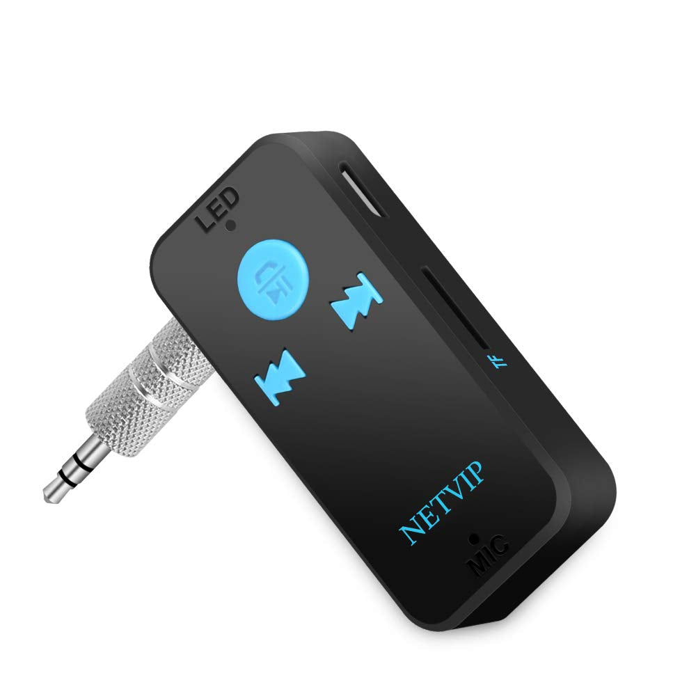  [AUSTRALIA] - Bluetooth Receiver for Music Streaming, Mini Bluetooth Car Audio Adapter, 8 Hour Battery Life, Built in Microphone, Handsfree Calls, for Car, Home Stereo, Headphones, Speakers-Support TF Card Black