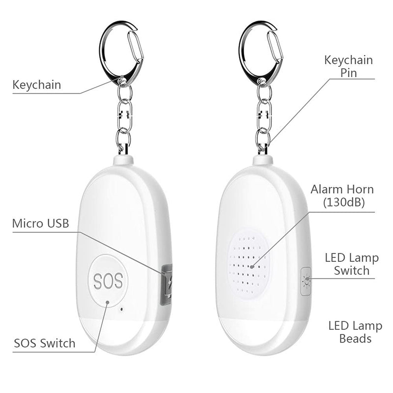  [AUSTRALIA] - Safe Sound Personal Alarm 4 Pack, 130dB Self Defense Security Alarm Keychain with LED Lights, Emergency Personal Siren Song Safety Alarm with USB Rechargerable for Women, Girls, Children, Elderly