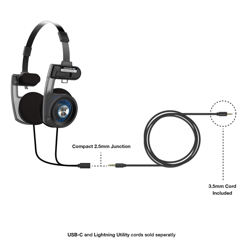  [AUSTRALIA] - Koss Porta Pro Utility On-Ear Headphones, Detachable Interchangeable Cord System, Collapsible Design, Stealth Grey