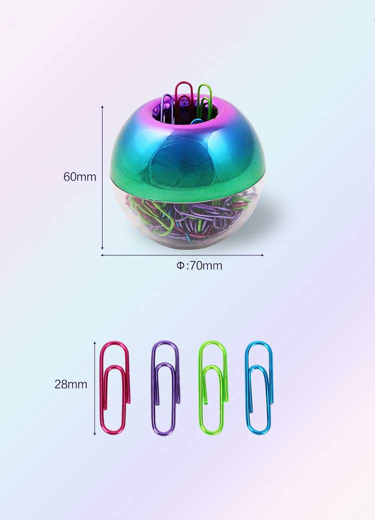MEI YI TIAN Rainbow Paper Clip Holders Medium Dispensers with 100pcs 28mm Colorful Paper Clips and Built-in Magnetic Ring for Desk Organizer Accessories - LeoForward Australia