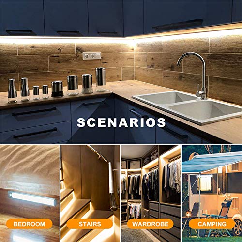 Motion Sensor Cabinet Light, Under Counter Closet Lighting, Brighter 39 LED Wireless USB Rechargeable Battery Operated Stick On Night Light Bar for Wardrobe,Cupboard,Bedroom,Hallway,Stairs,Warm White - LeoForward Australia