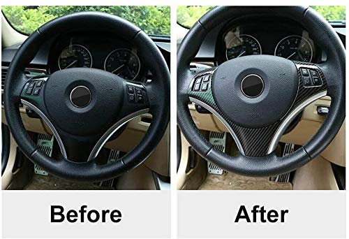  [AUSTRALIA] - YIWANG ABS Chrome Car Steering Wheel Decoration Frame Trim 1Pc For BMW E90 3 Series 2005-2012 Auto Accessories (Carbon Fiber) Carbon Fiber