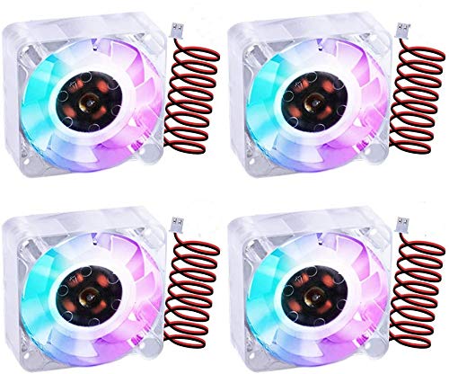  [AUSTRALIA] - GeeekPi 4pcs 3D Printer Cooling Fans with 1m Cable, 40x40x10mm DC 24V Brushless Fan with 2 Pin Terminal, 0.05A RGB LED Fan High Speed Cooling Fan for 3D Printer (Multicolored) Multicolored