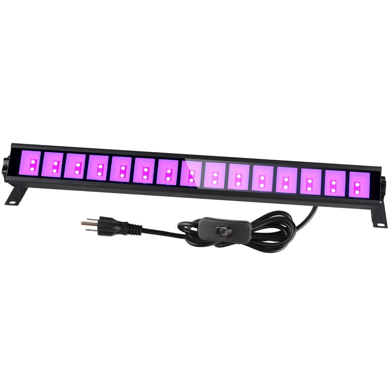  [AUSTRALIA] - Upgraded 36W LED Black Light Bar, Premium LED Blacklight Flood Light with Plug+Switch+5ft Cord, Light Up 21x21ft Area, for Halloween Glow Fluorescent Party Bedroom Game Room Body Paint Stage Lighting 1 Count (Pack of 1)
