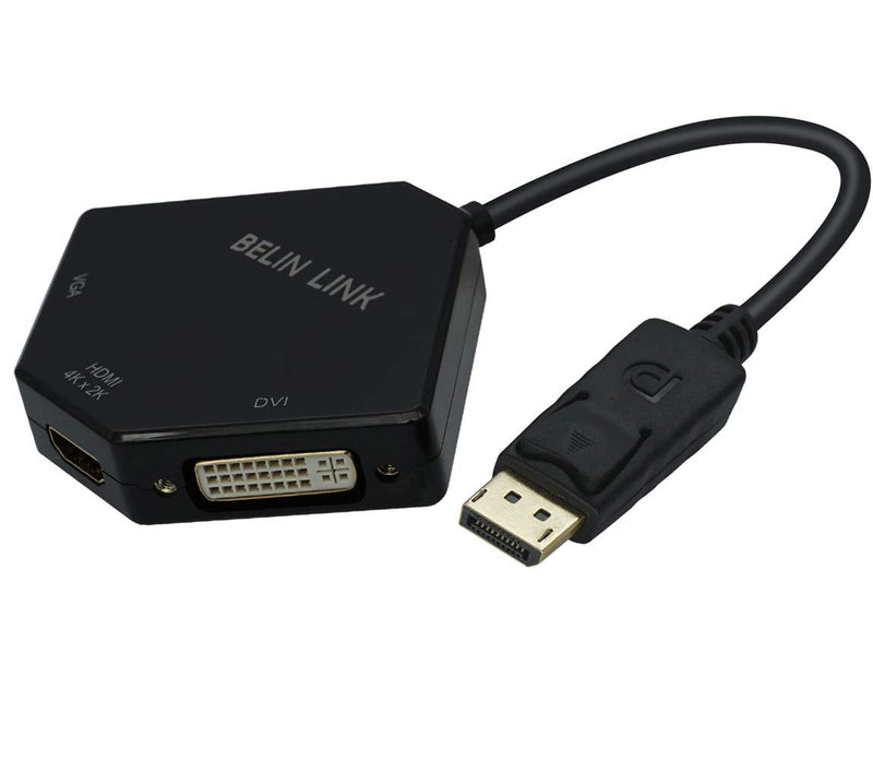  [AUSTRALIA] - DP to HDMI VGA DVI Adapter Displayport to HDMI 4K Adapter 3 in 1 Display Port to HDMI VGA DVI Converter Male to Female Gold-Plated (Diamond Shaped)… (Diamond Shaped) Diamond Shaped