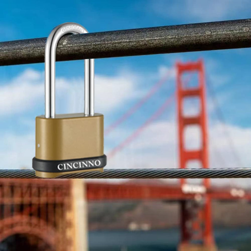  [AUSTRALIA] - CINCINNO 4 Digit Combination Lock, Heavy Duty Combination Padlock with Long Shackle Combo Padlock for Outdoor Use ,Sheds, Locker, Storage Unit, Gym and Gate