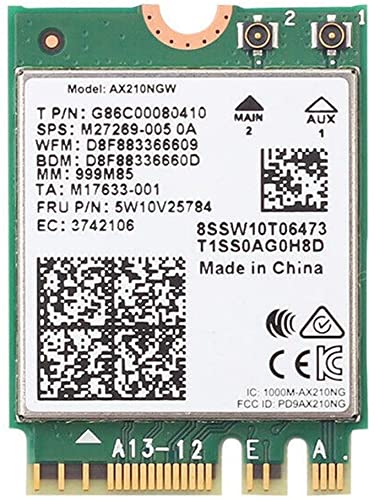  [AUSTRALIA] - AX210NGW WiFi Card, WiFi 6E AX210NGW M.2 2230 Wireless WiFi Card BT5.2 802.11ax Tri-Band 160MHz 2x2 MU-MIMO AX210 3000Mbps NGFF, Support Windows 10 64bit, M.2/NGFF